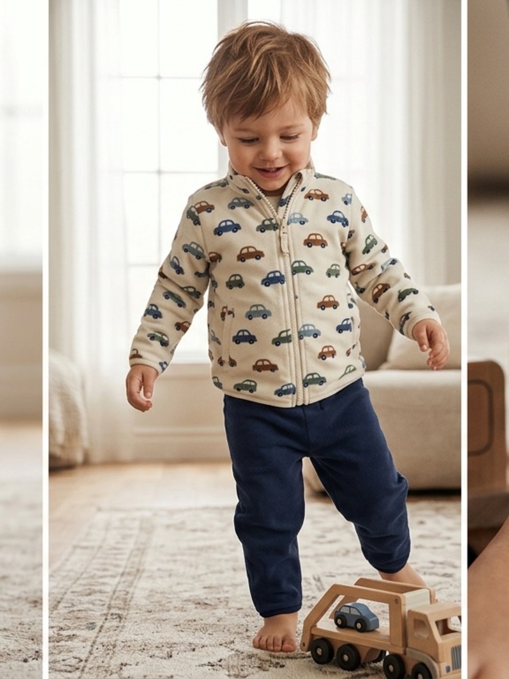 H&M L.Boy Fleece Shell Jacket 1.5-2 YRS - Vehicle Print SET